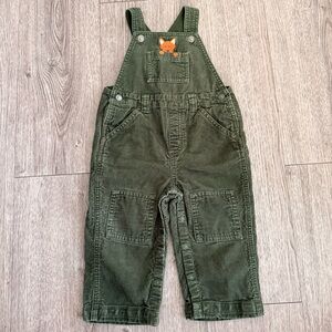 Gymboree Baby Green Corduroy Overalls / Fox embroidery size 12-18 month